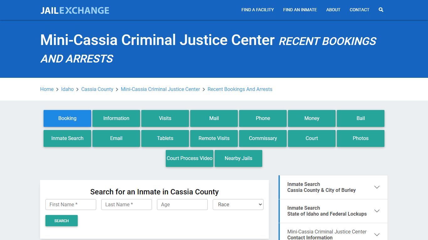 Mini-Cassia Criminal Justice Center Recent Bookings And Arrests